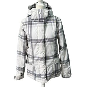 Roxy Ski Snowboarding White Black Grey Checkered Jacket Size Medium